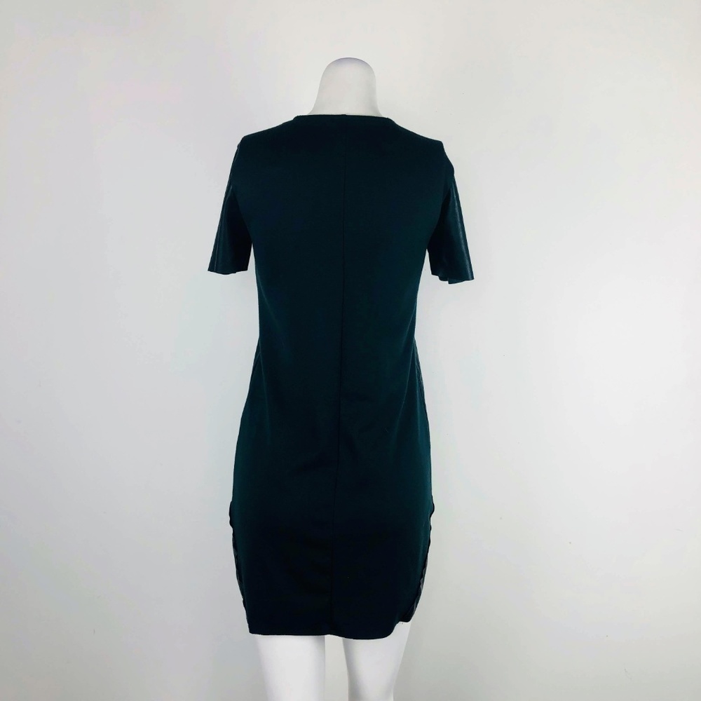Zara Faux Leather Shift Black Dress V-Neck Short - Picture 5 of 6